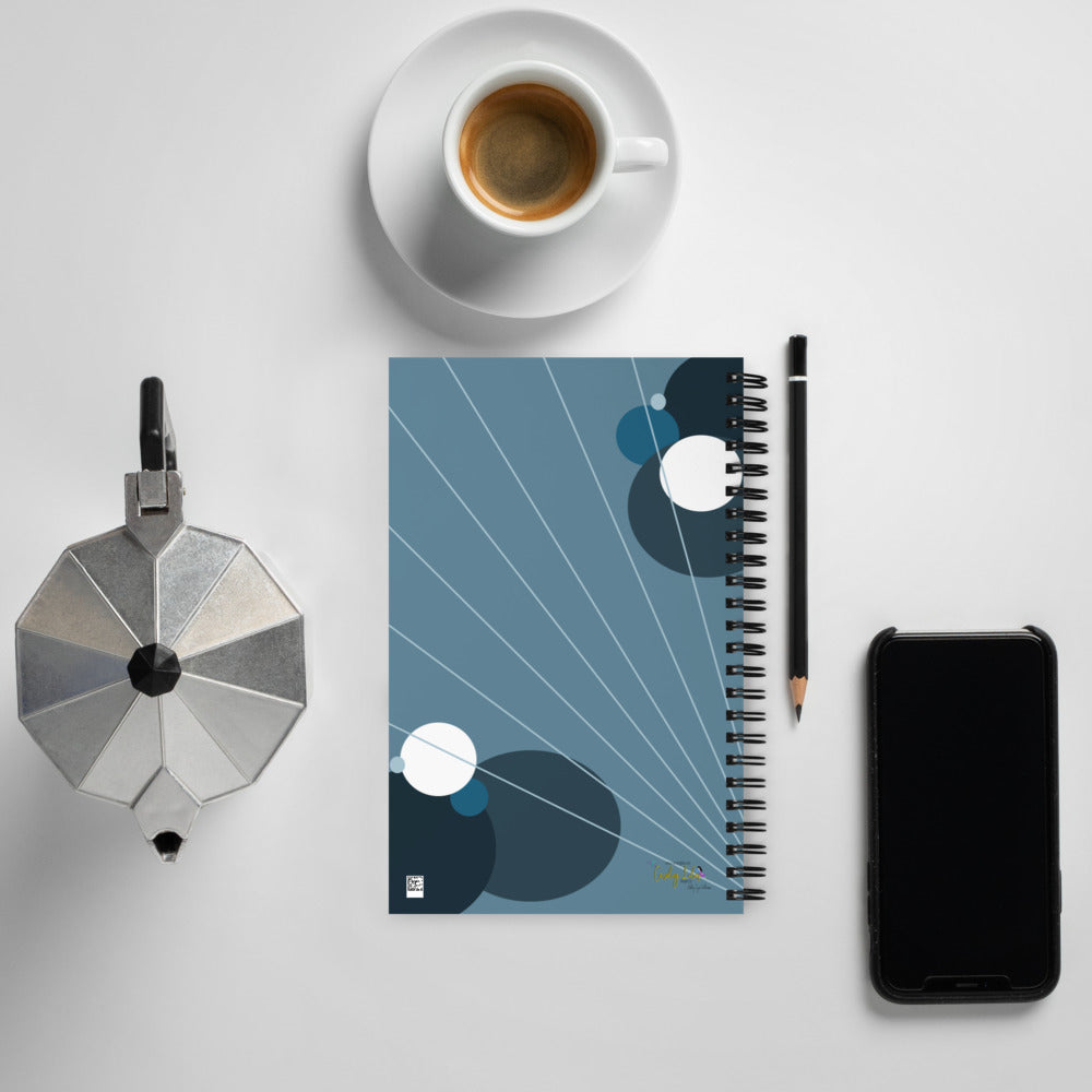 Abstract Polka Dots - Blue Spiral notebook