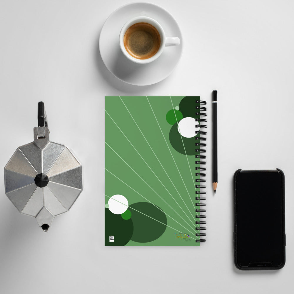 Abstract Polka Dots - Green Spiral notebook