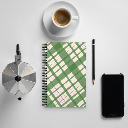Criss Cross Green & Creme Spiral notebook