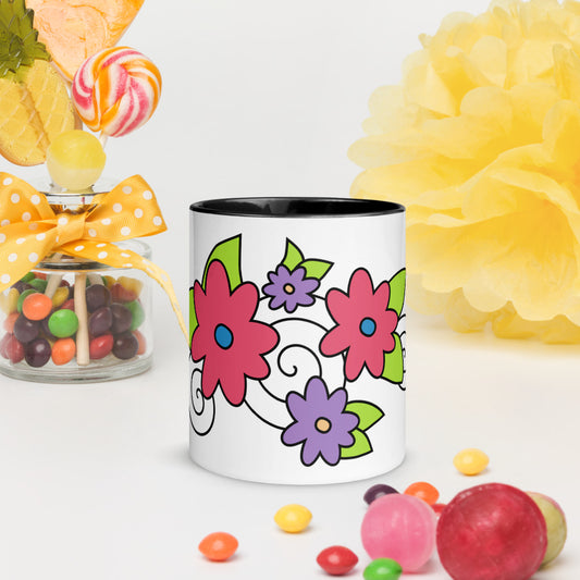 Florals & Spirals Mug with Color Inside
