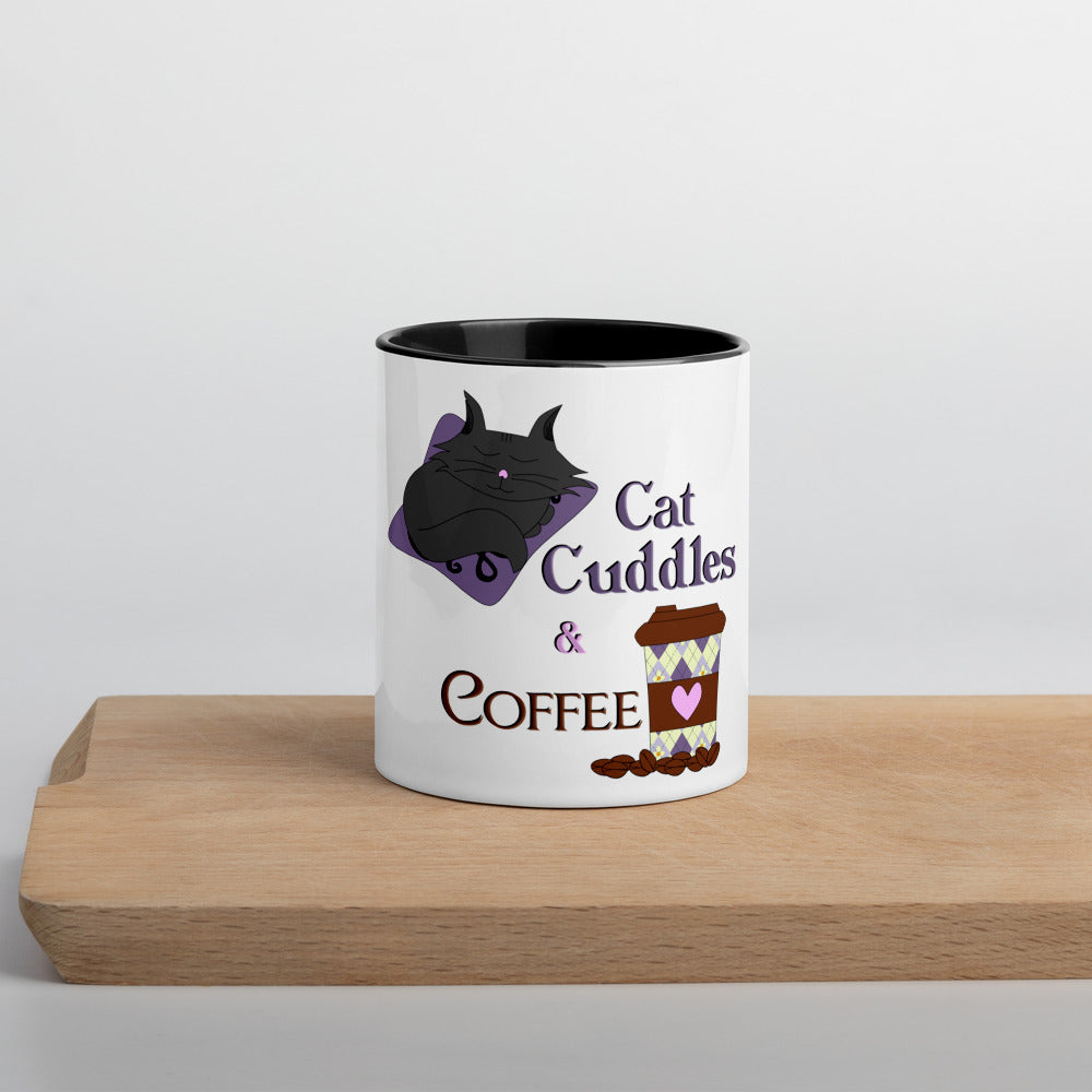 Cat Cuddles & Coffee Mug with Color Inside