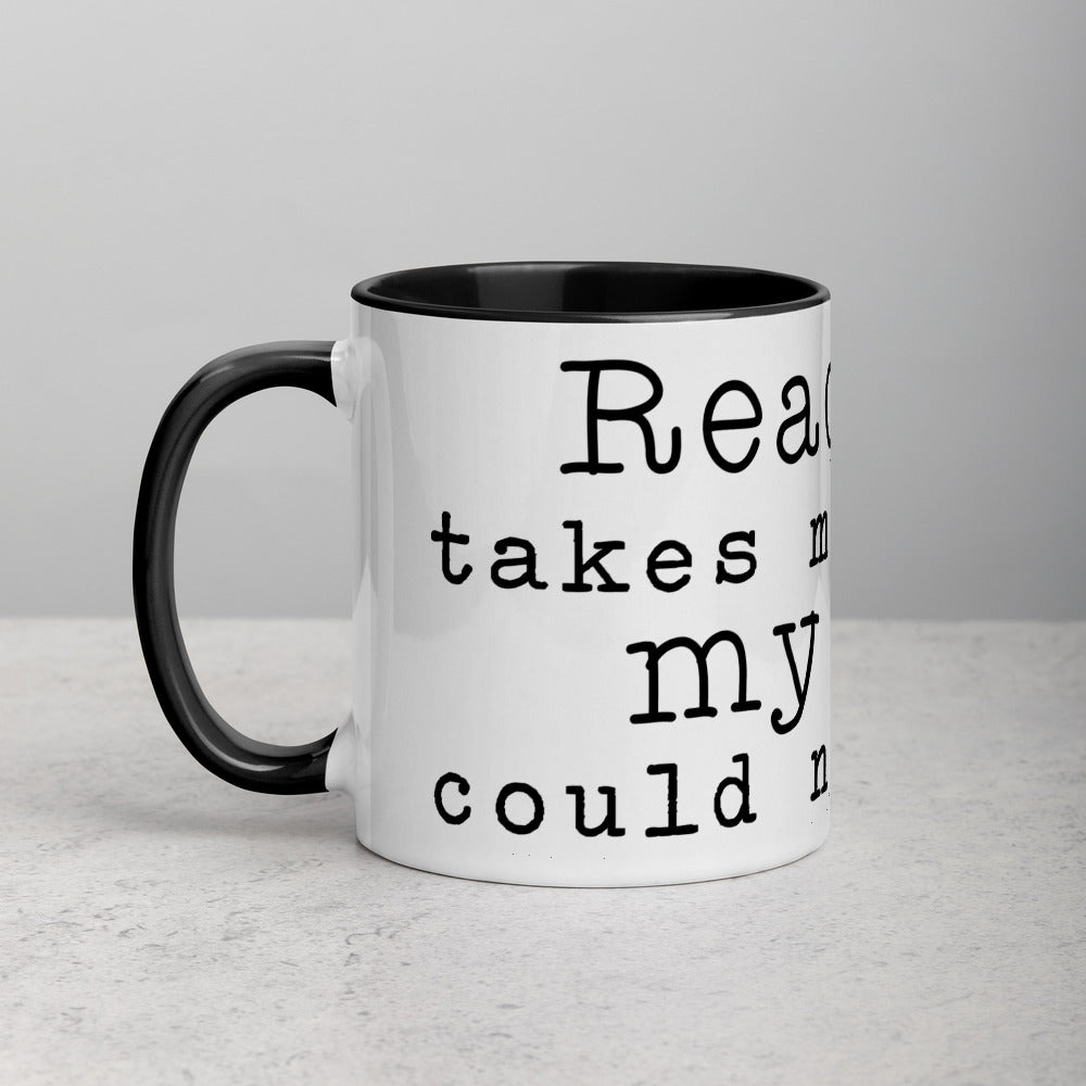 Reading Takes Me Places Mug with Color Inside