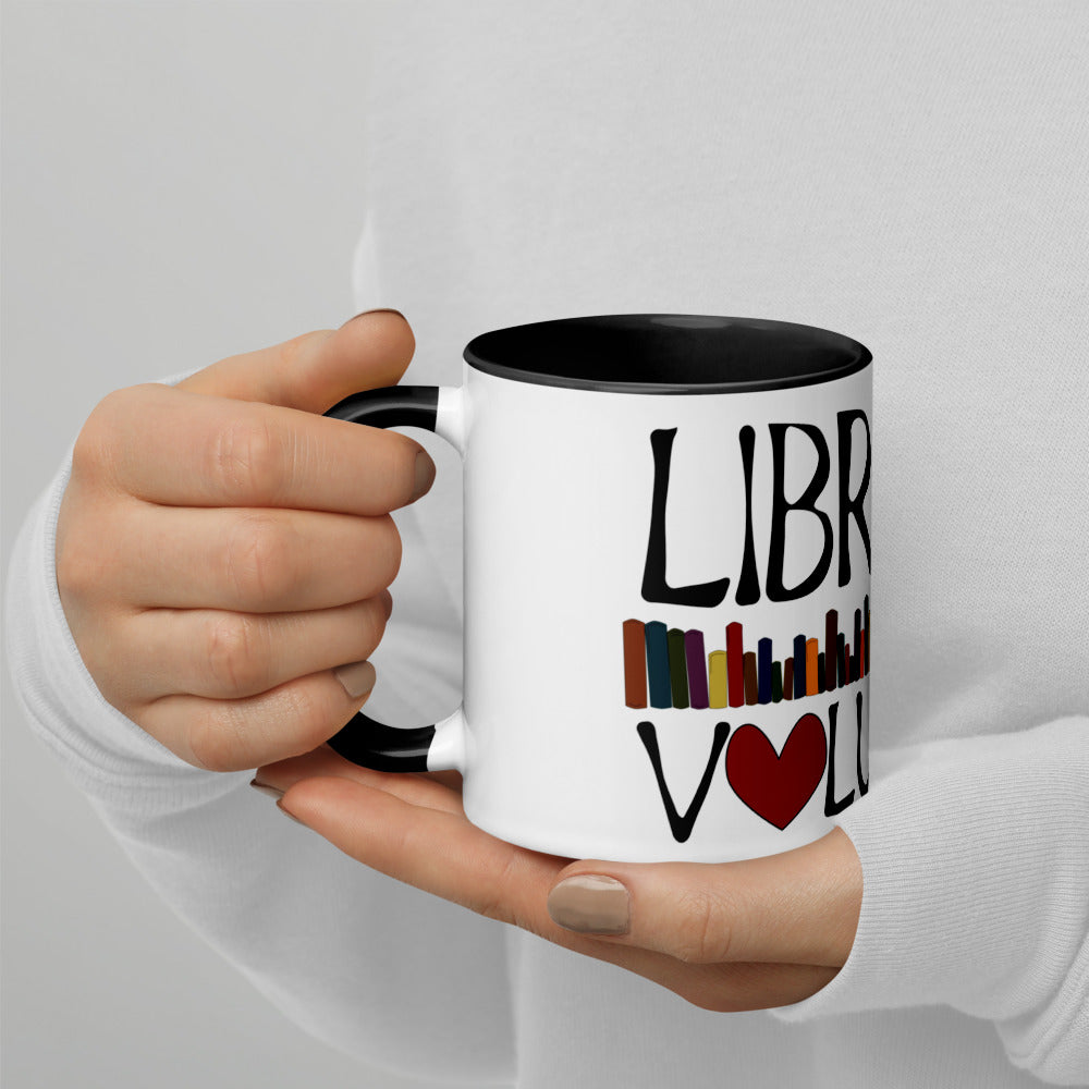 Library Volunteer With Books Mug with Color Inside