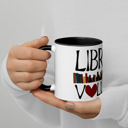 Library Volunteer With Books Mug with Color Inside