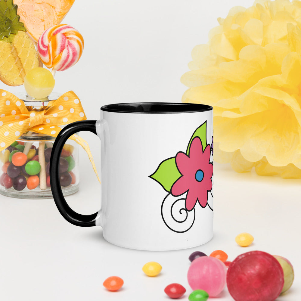 Florals & Spirals Mug with Color Inside