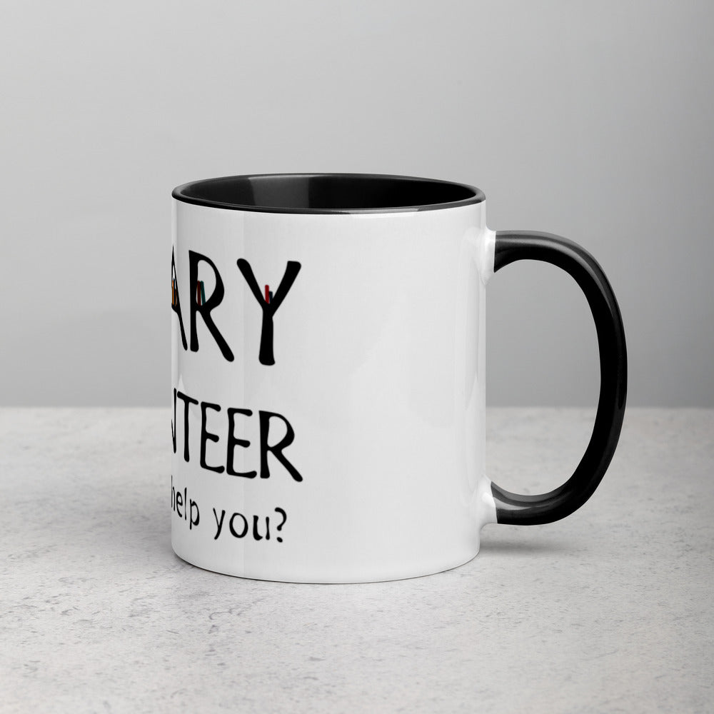 Library Volunteer, Need Help? Mug with Color Inside
