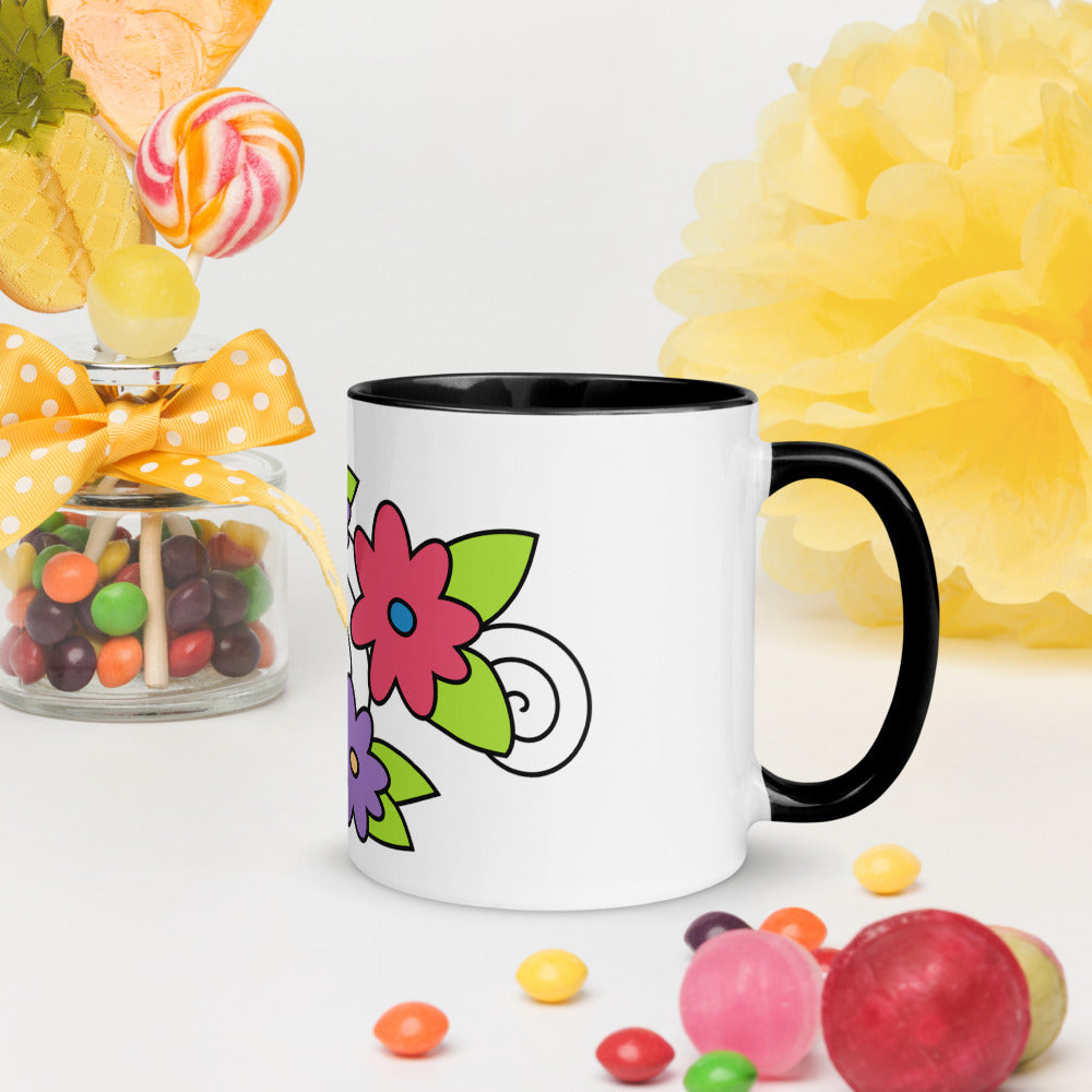 Florals & Spirals Mug with Color Inside
