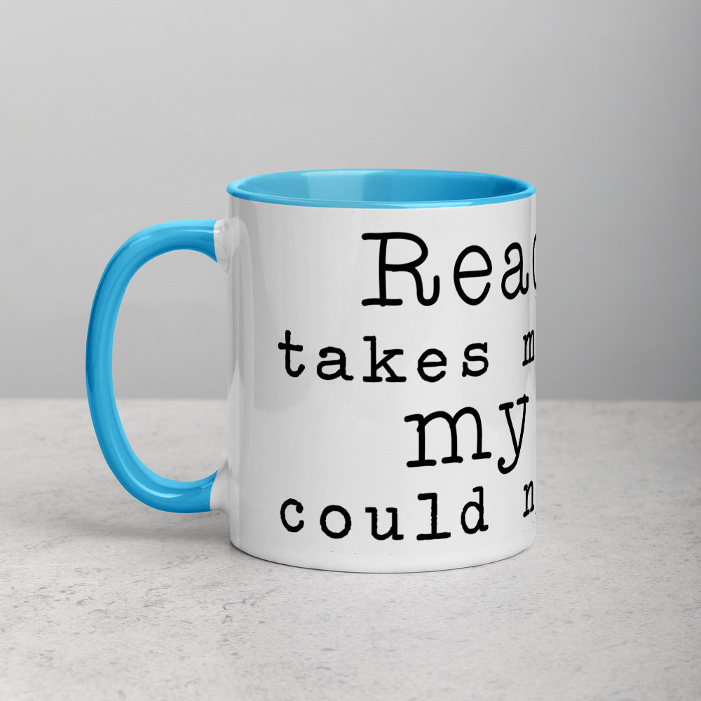 Reading Takes Me Places Mug with Color Inside
