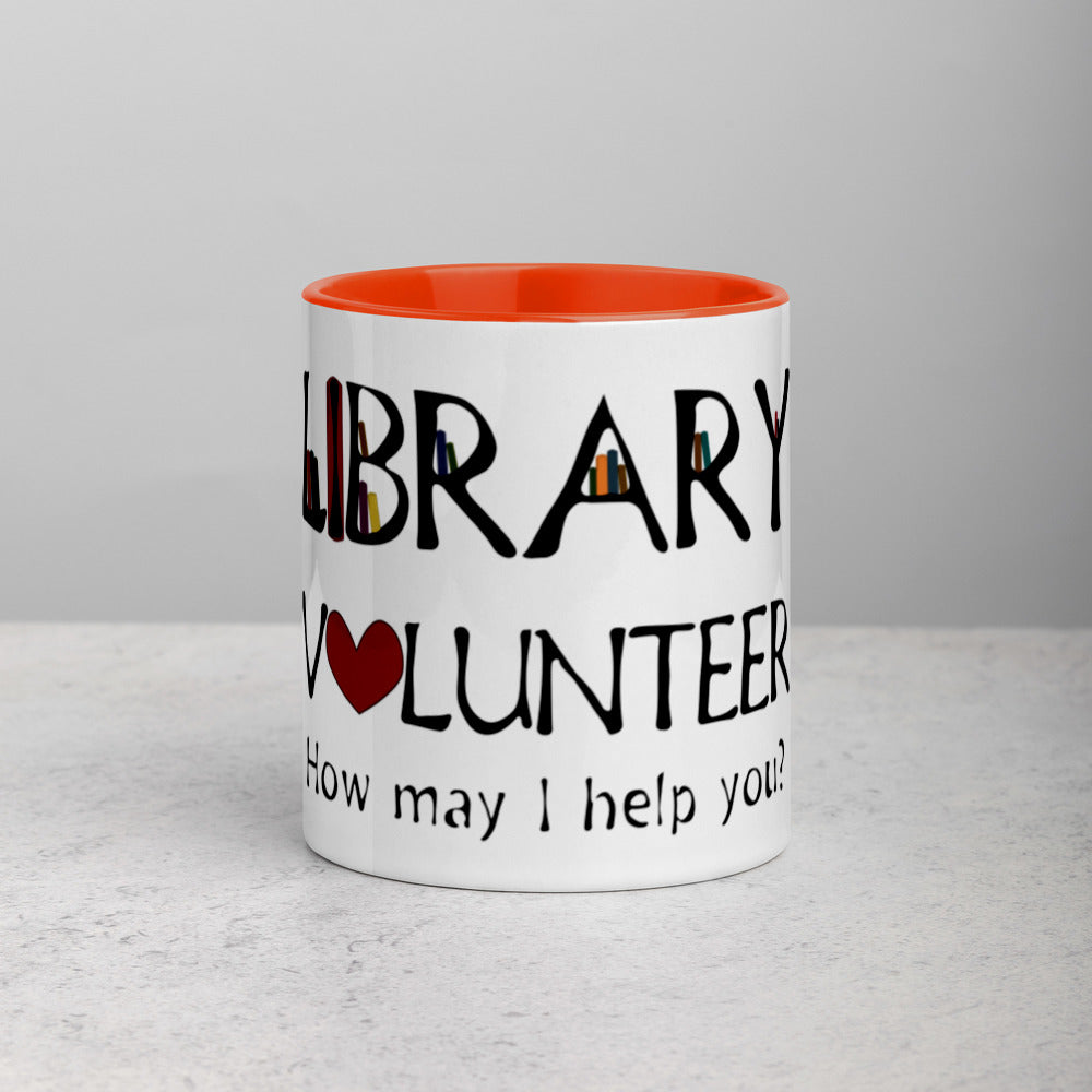 Library Volunteer, Need Help? Mug with Color Inside