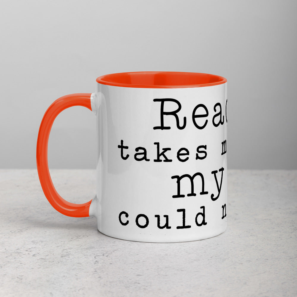 Reading Takes Me Places Mug with Color Inside