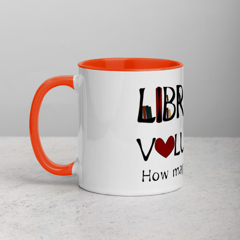 Library Volunteer, Need Help? Mug with Color Inside