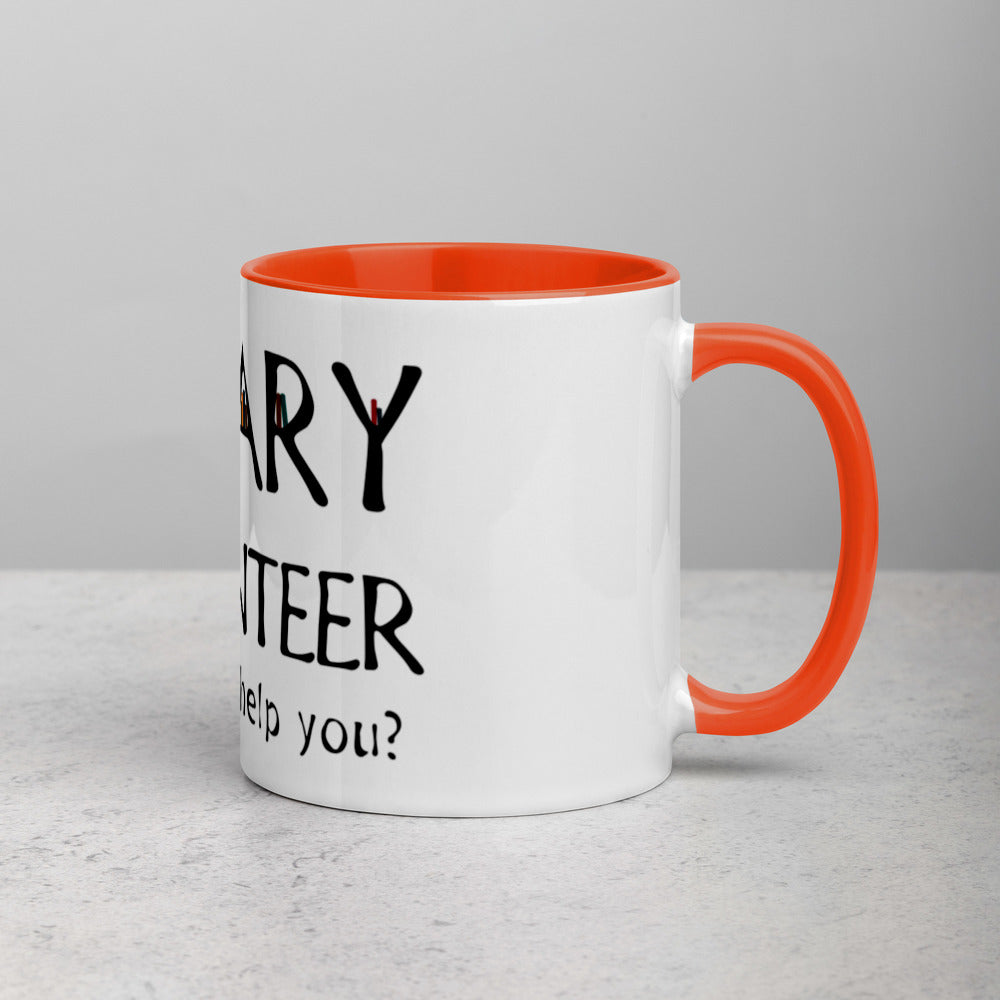 Library Volunteer, Need Help? Mug with Color Inside