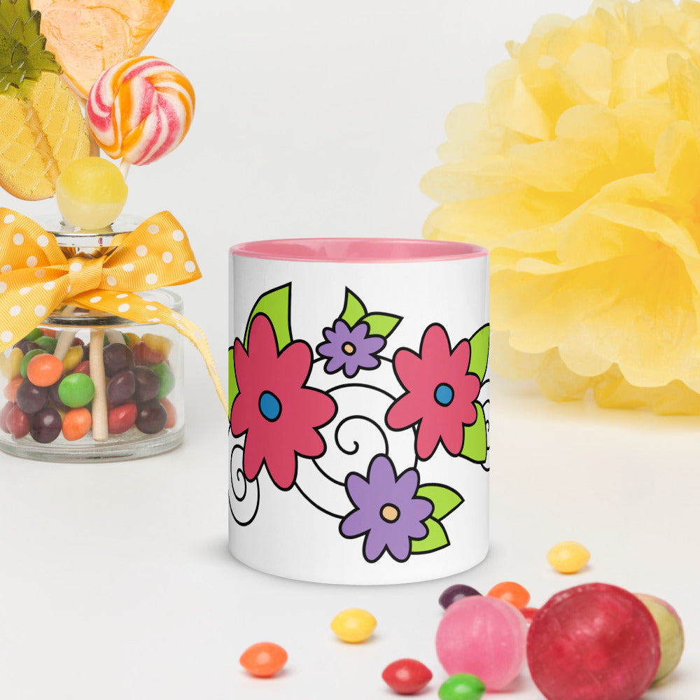 Florals & Spirals Mug with Color Inside