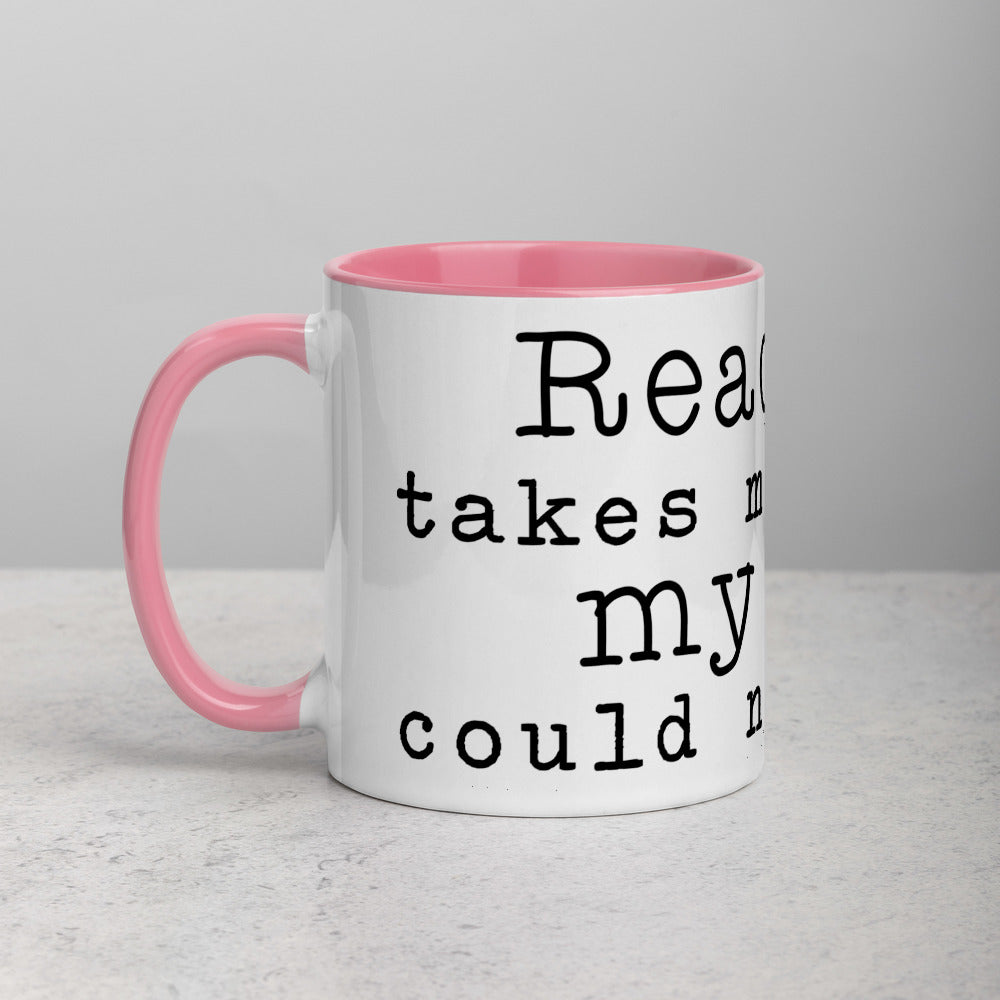 Reading Takes Me Places Mug with Color Inside