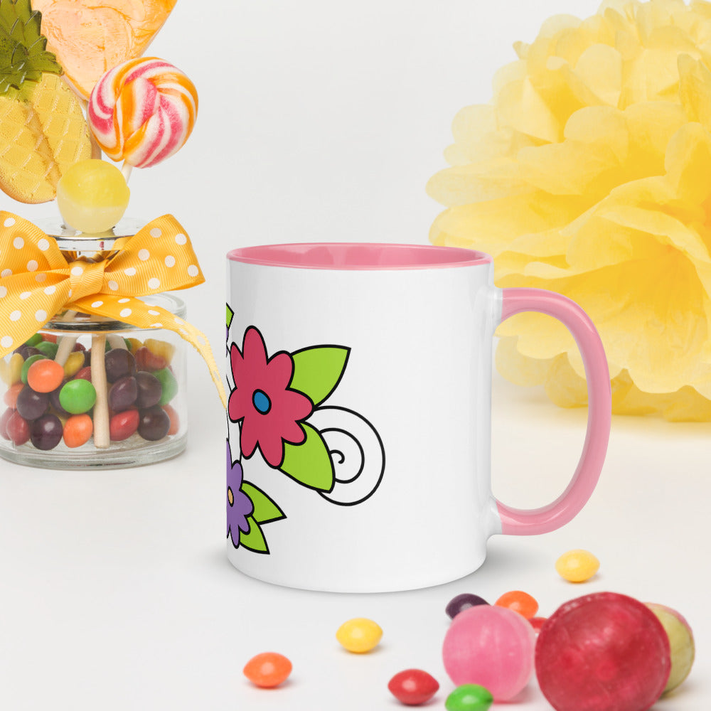 Florals & Spirals Mug with Color Inside