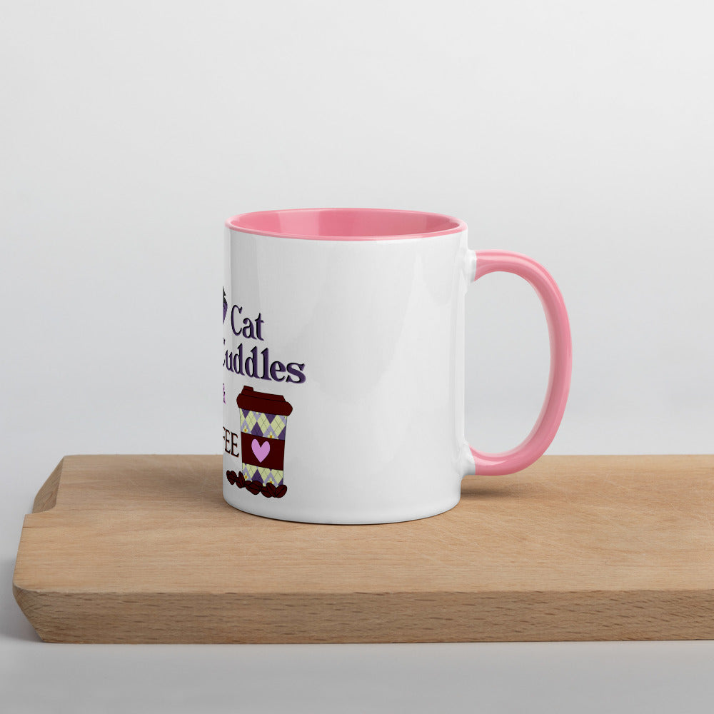 Cat Cuddles & Coffee Mug with Color Inside