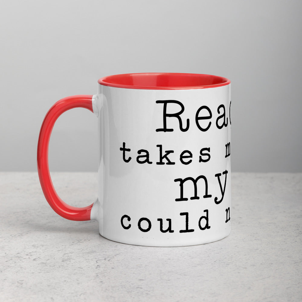 Reading Takes Me Places Mug with Color Inside