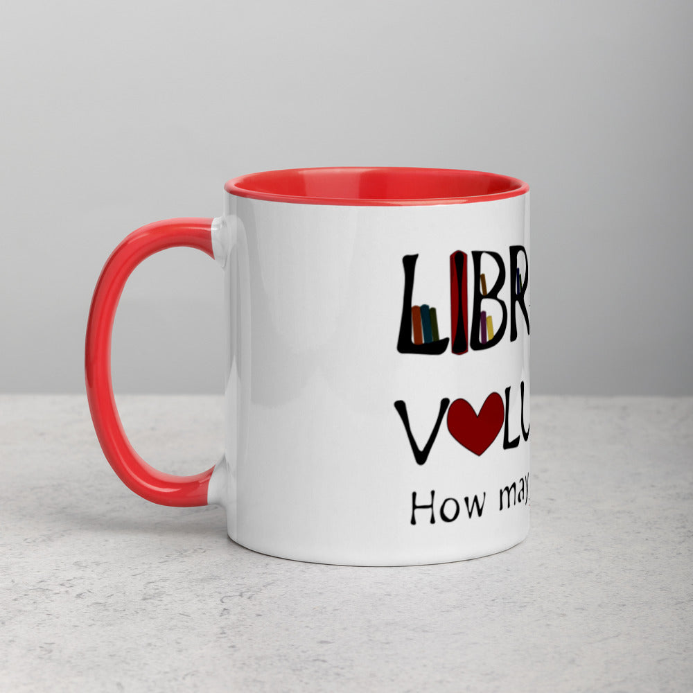 Library Volunteer, Need Help? Mug with Color Inside