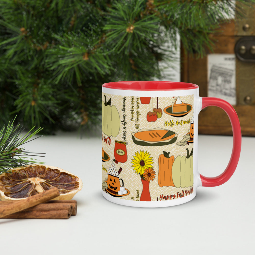Happy Fall Ya'll Mug with Color Inside
