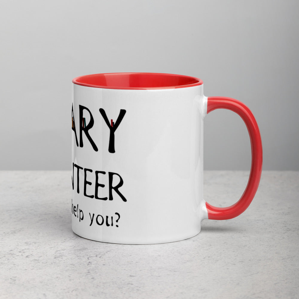 Library Volunteer, Need Help? Mug with Color Inside