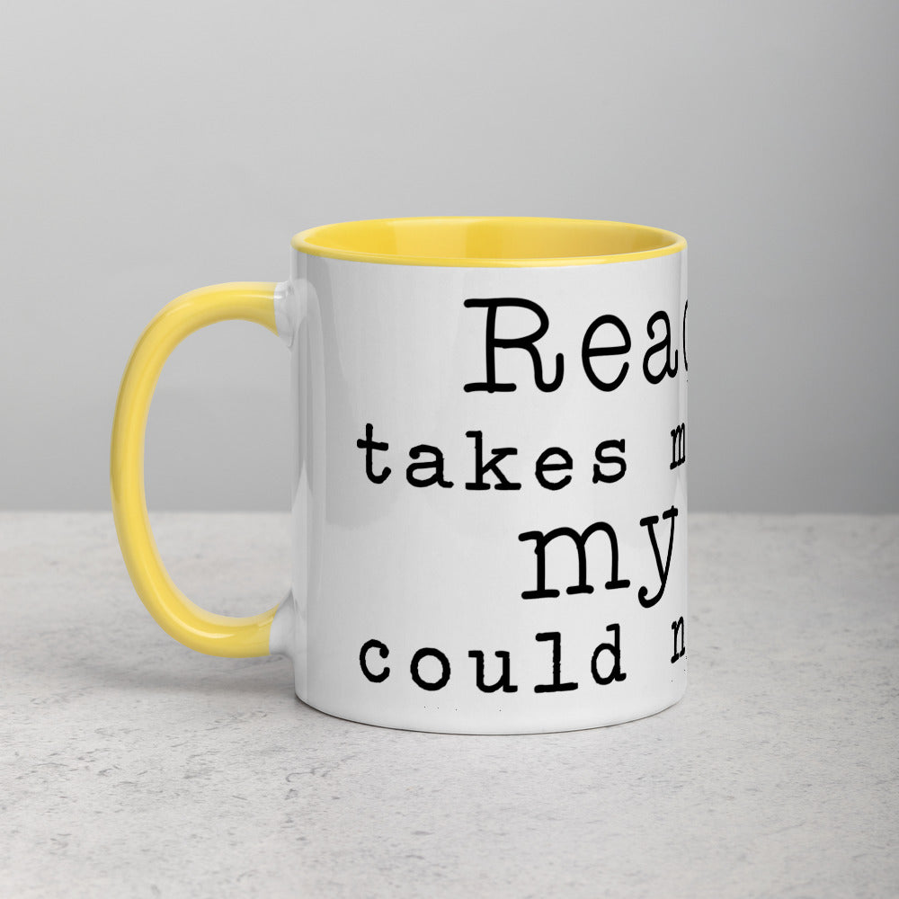 Reading Takes Me Places Mug with Color Inside