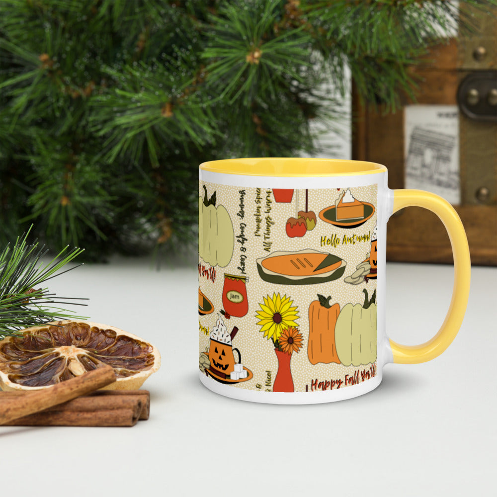 Happy Fall Ya'll Mug with Color Inside