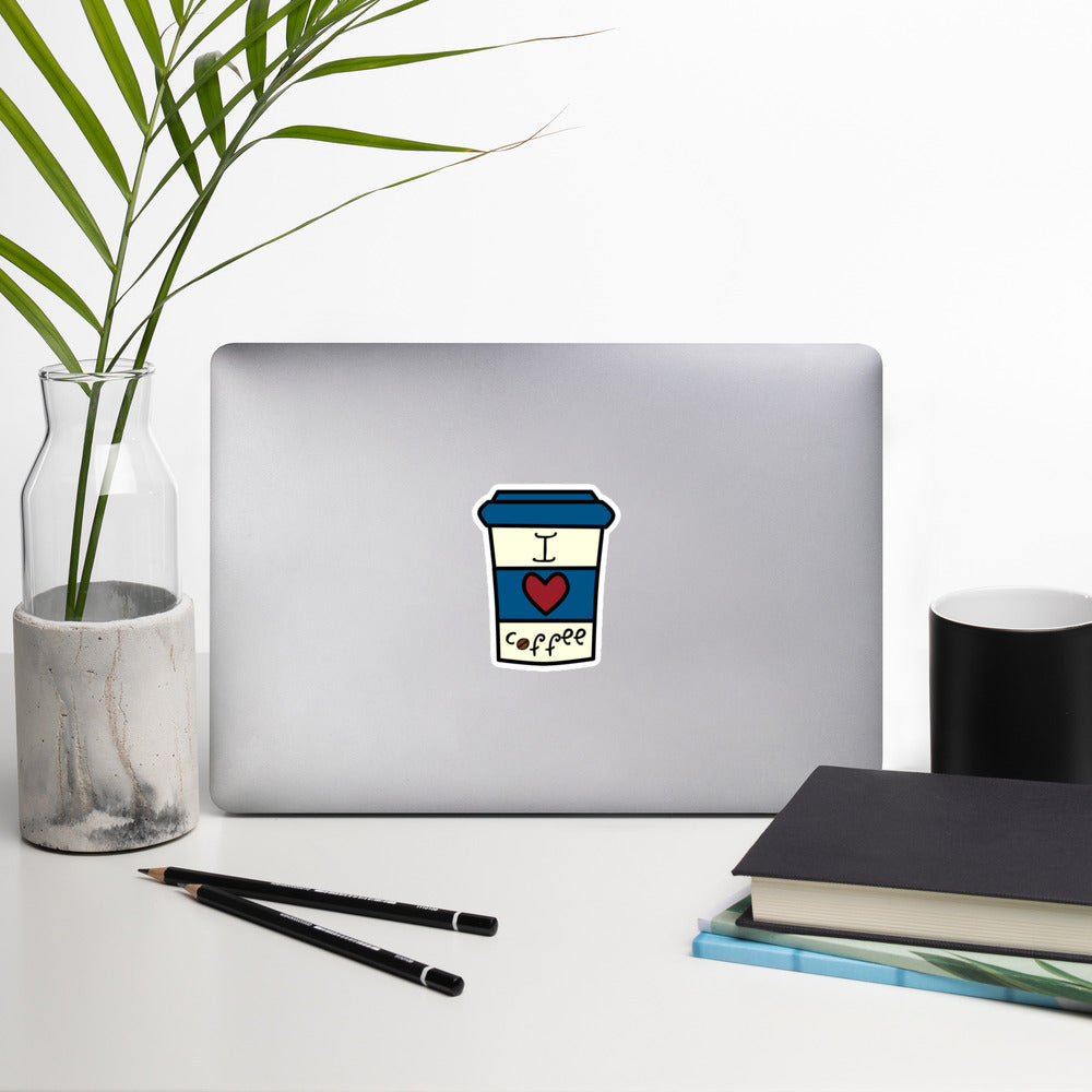 I Love Coffee Cup Bubble-free stickers