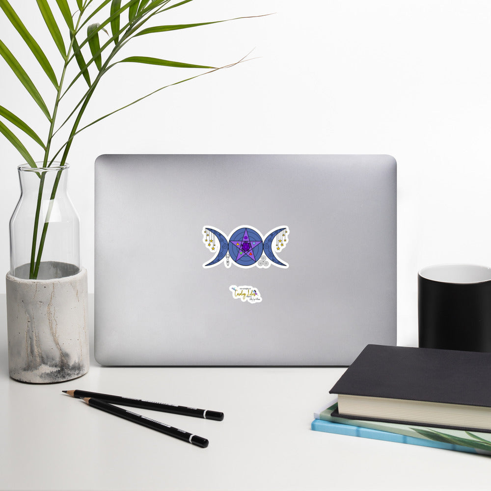 Triple Moon Goddess Symbol Bubble-free stickers