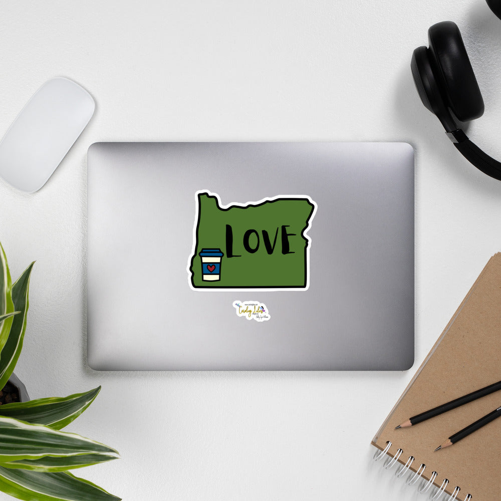 Oregon, Love, Coffee, Bubble-free stickers