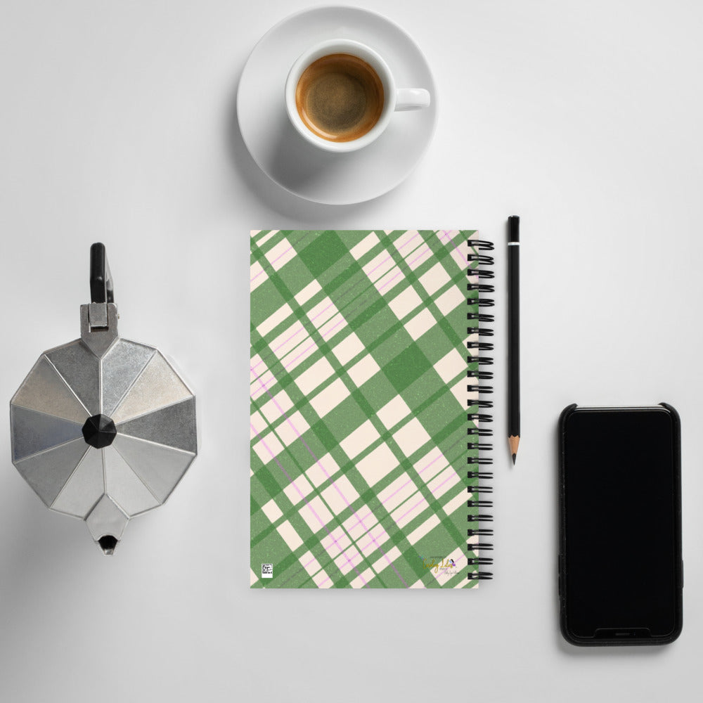 Criss Cross Green & Creme Spiral notebook