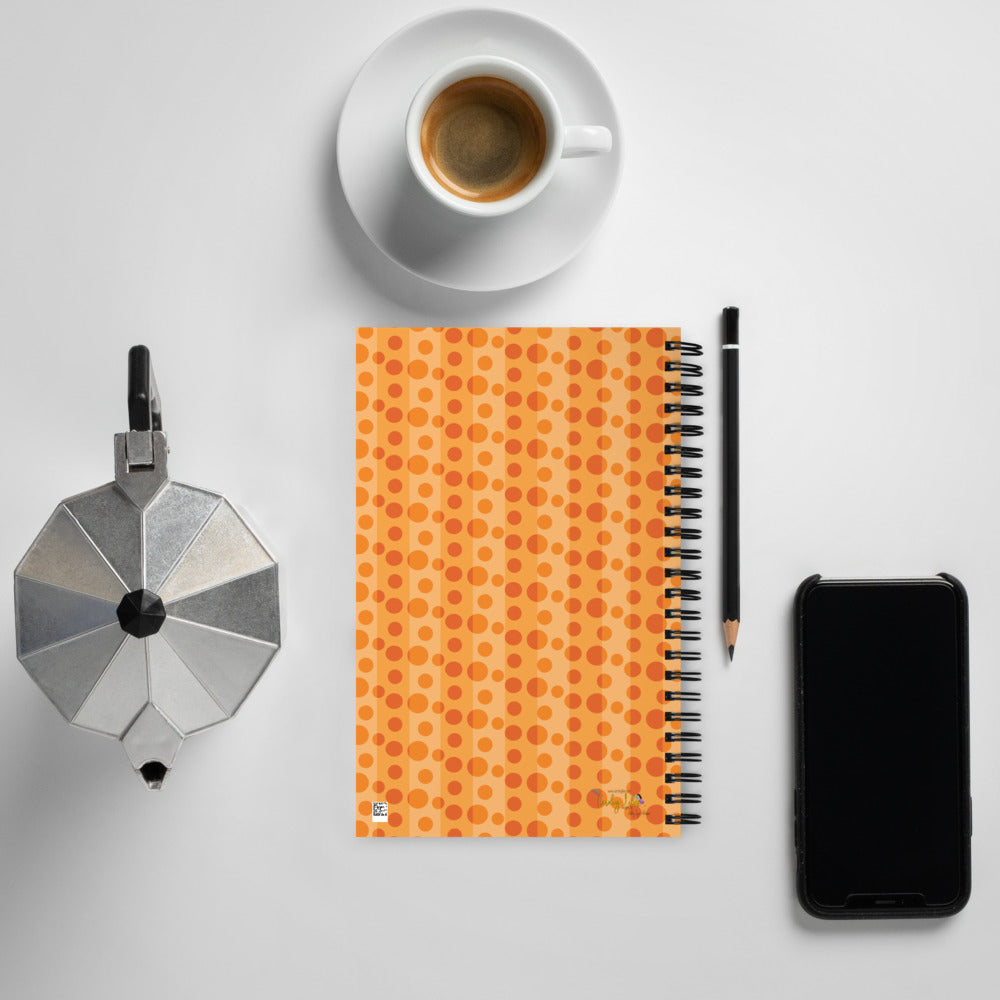 Orange Polka Dots & Lines Spiral notebook