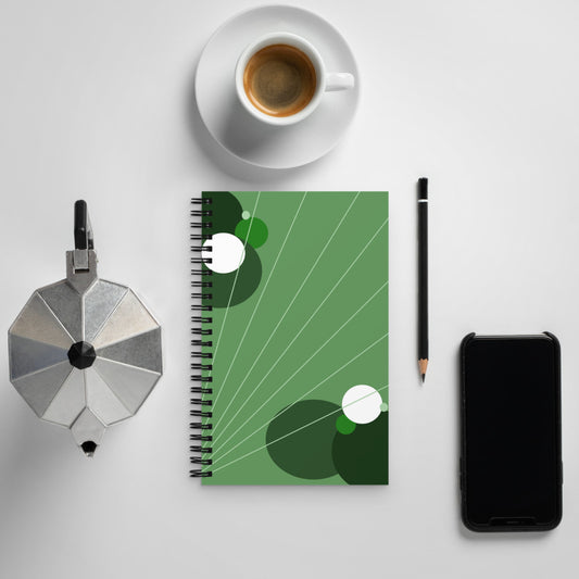 Abstract Polka Dots - Green Spiral notebook