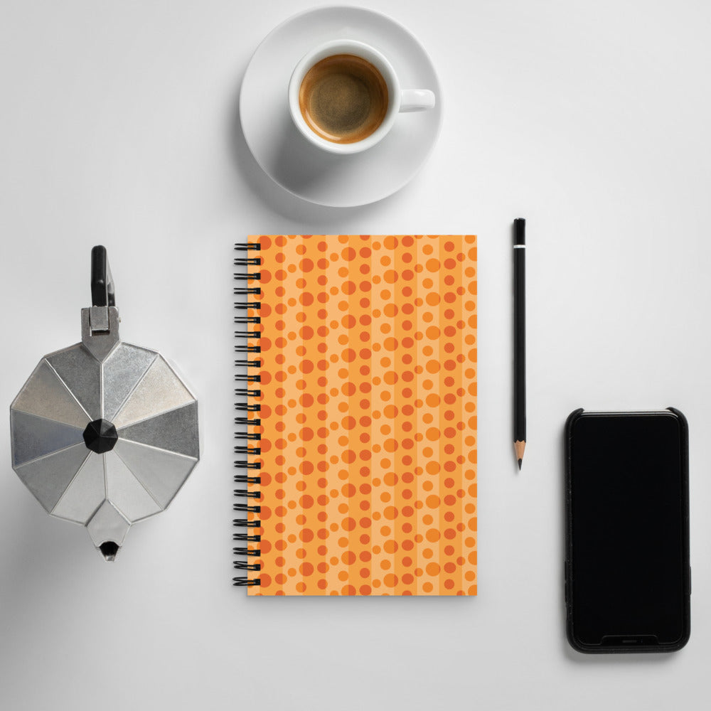 Orange Polka Dots & Lines Spiral notebook