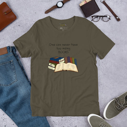 Never Too Many Books Short-Sleeve Unisex T-Shirt