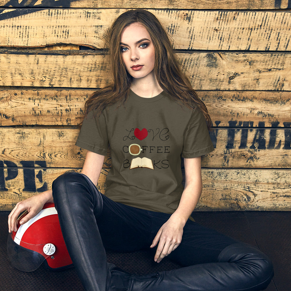 Love, Coffee, Books Short-Sleeve Unisex T-Shirt