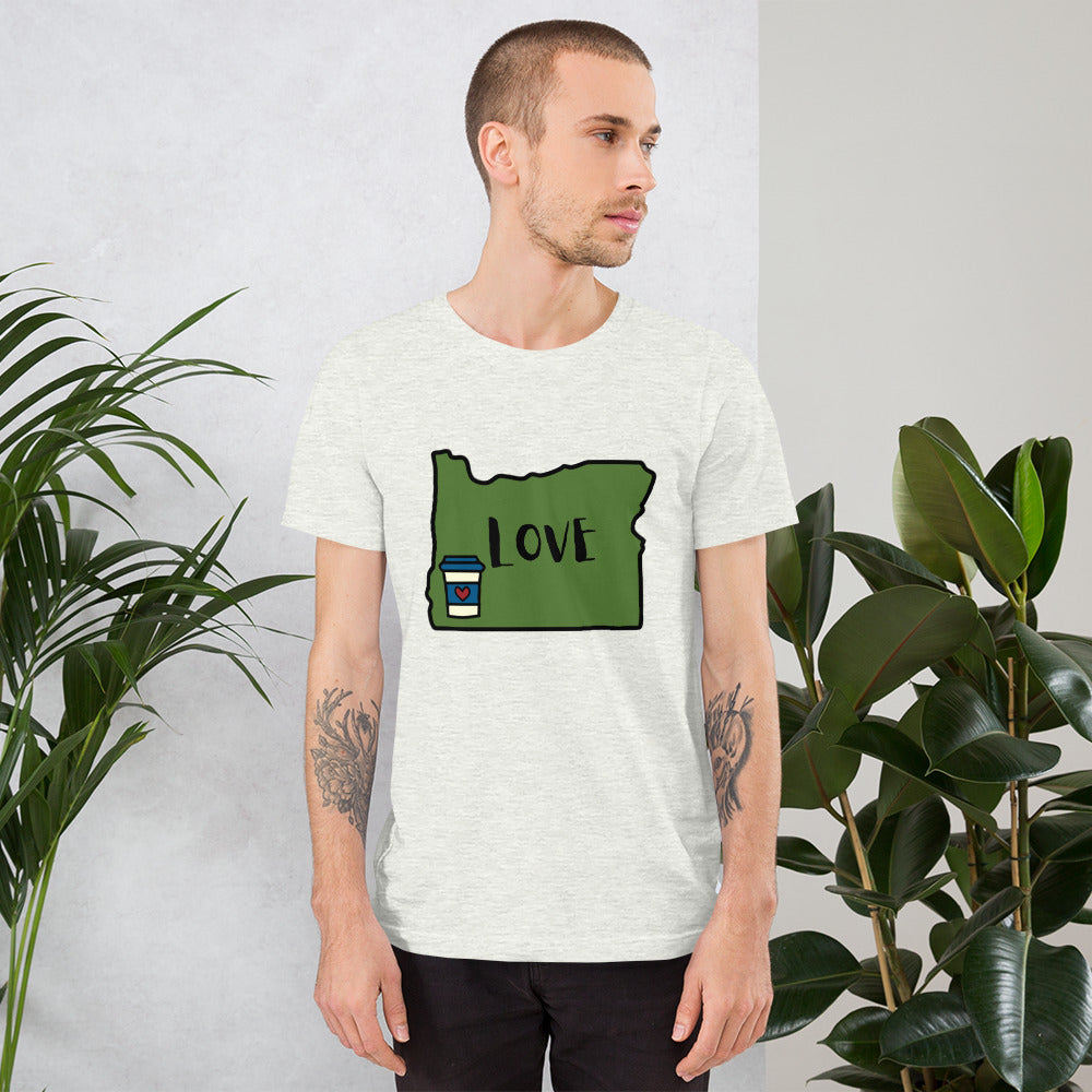 Oregon, Love, Coffee Short-Sleeve Unisex T-Shirt