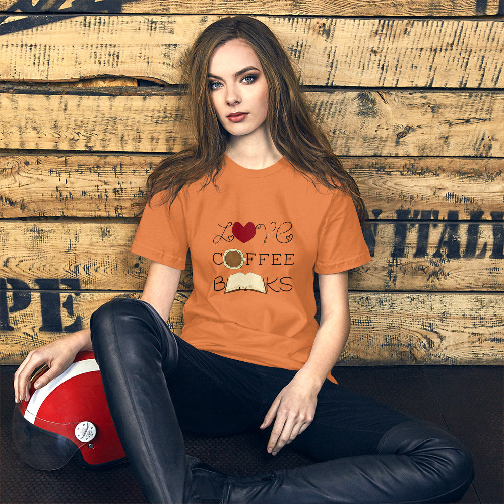 Love, Coffee, Books Short-Sleeve Unisex T-Shirt