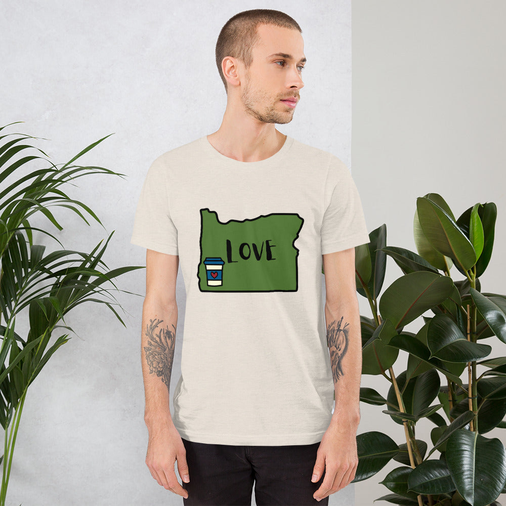 Oregon, Love, Coffee Short-Sleeve Unisex T-Shirt