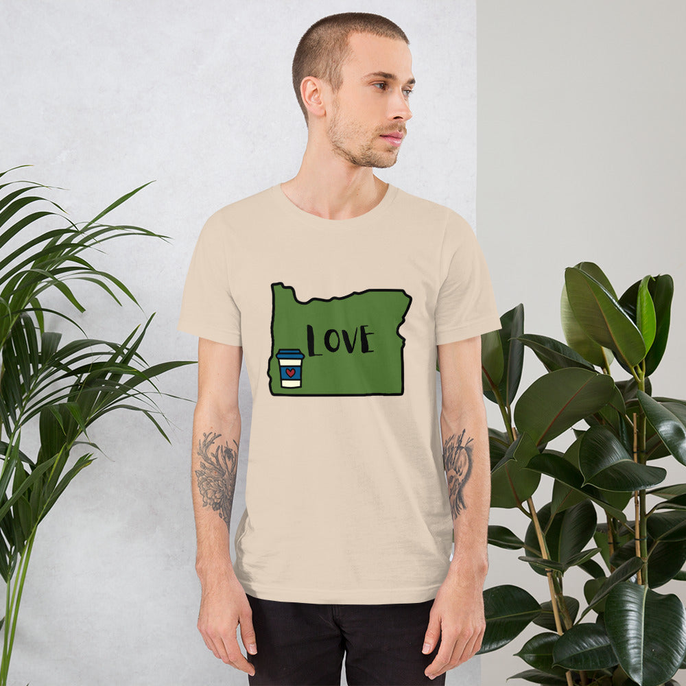 Oregon, Love, Coffee Short-Sleeve Unisex T-Shirt