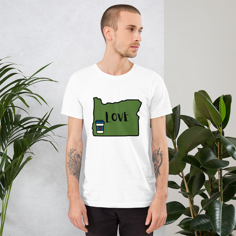 Oregon, Love, Coffee Short-Sleeve Unisex T-Shirt